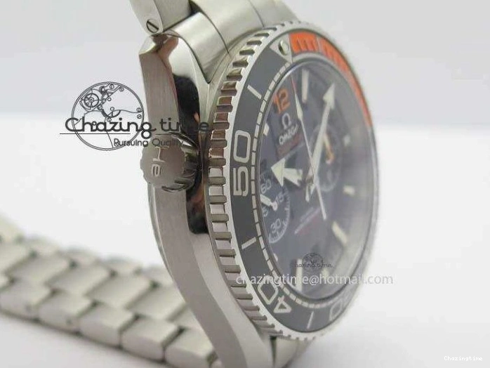 0413 Sustainable Planet Ocean Master Chronometer Chrono SS OM 1:1 Best Edition Black Dial On SS Bracelet A 8179